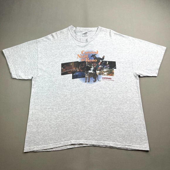 Vintage Technology T-Shirt Adult XL Gray Carnival Night In Reno Tiger Software - Picture 1 of 9